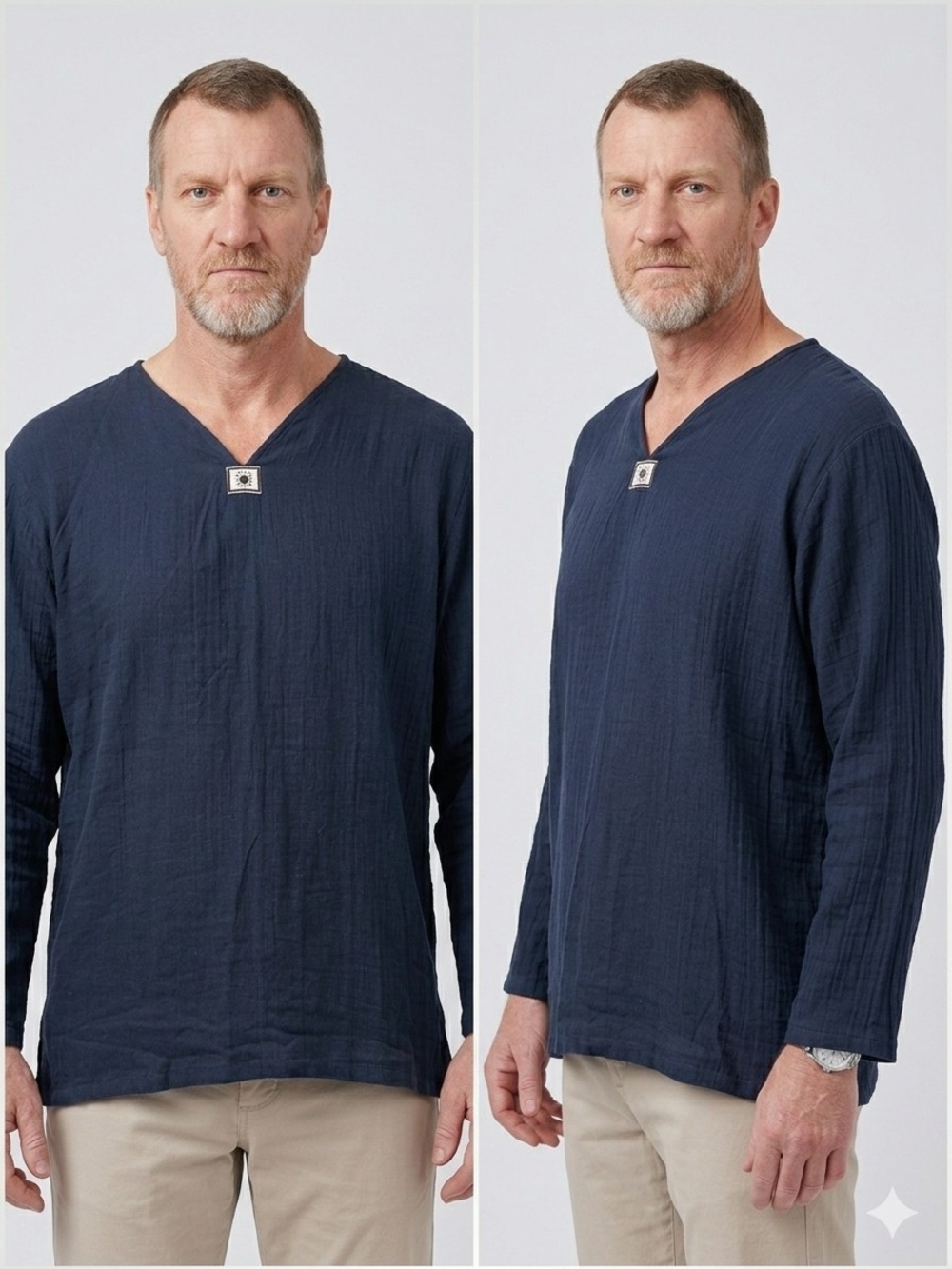 Love Quality Navy Blue Cotton Gauze Shirt NWT L